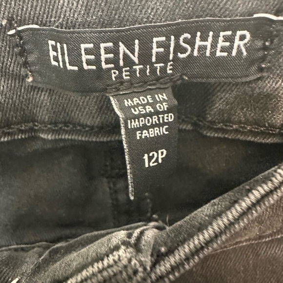 Eileen Fisher Black Straight Leg Denim Jeans - Picture 3 of 4